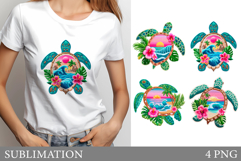 Sea Turtle T-Shirt Design. Turtle Sublimation Product Image 1