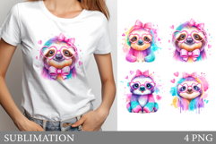 Cute Sloth Sublimation. Cute Sloth T-Shirt Design Product Image 1
