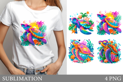 Summer Turtle T-Shirt Design. Sea Turtle Sublimation Product Image 1