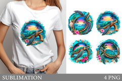 Sea Turtle T-Shirt Design. Sea Turtle Sublimation Product Image 1
