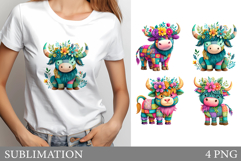 Patchwork Cow Sublimation. Patchwork Cow T-Shirt Design Product Image 1