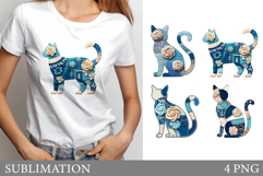 Cute Cat Sublimation. Cute Cat T-Shirt Design Product Image 1