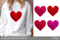 Crochet Heart T-Shirt Design. Valentine Heart Sublimation Product Image 1