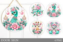 Christmas Animals Door Sign. Christmas Door Sign Design Product Image 1