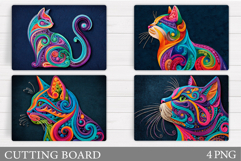 Cat Cutting Board Design. Cat Sublimation Product Image 1