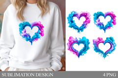 Watercolor Heart Sublimation. Valentines T-Shirt Design Product Image 1