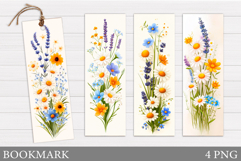 Flowers Bookmark Sublimation. Wildflowers Bookmark Design Product Image 1