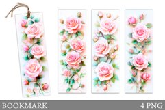 Roses Bookmark Design. Flowers Bookmark Sublimation Product Image 1