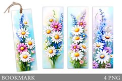 Daisy Flowers Bookmark. Floral Bookmark Sublimation Product Image 1