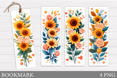 Sunflowers Bookmark Design. Flowers Bookmark Sublimation Product Image 1