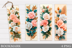 Roses Bookmark Sublimation. Flowers Bookmark Design Product Image 1