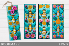 Bee Bookmark Design. Summer Bookmark Sublimation Product Image 1