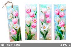 Tulips Bookmark Sublimation. Flowers Bookmark Design Product Image 1