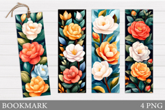 Floral Bookmark Sublimation. Flowers Bookmark Design Product Image 1