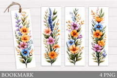Wildflowers Bookmark Design. Flowers Bookmark Sublimation Product Image 1