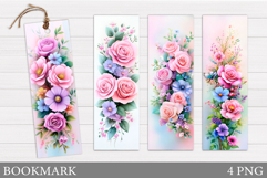 Roses Bookmark Sublimation. Flowers Bookmark Design Product Image 1