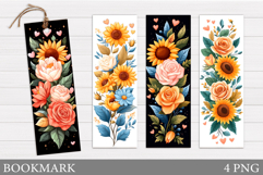 Roses Bookmark Design. Sunflowers Bookmark Sublimation Product Image 1