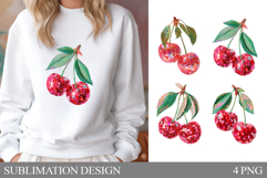 Cherries T-Shirt Design. Cherries Sublimation Product Image 1