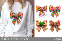 Christmas Bow Sublimation. Christmas Bow T-Shirt Design Product Image 1