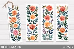 Roses Bookmark Sublimation. Flowers Bookmark Design Product Image 1