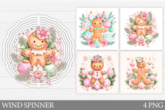 Cute Gingerbread Wind Spinner. Christmas Wind Spinner Design Product Image 1