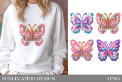 Yarn Butterfly T-Shirt Design. Crochet Butterfly Sublimation Product Image 1