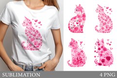 Floral Cat Sublimation. Floral Cat T-Shirt Design Product Image 1