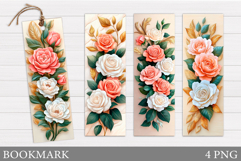 Roses Bookmark Sublimation. Flowers Bookmark Design Product Image 1