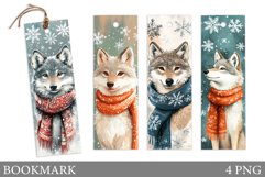 Christmas Wolf Bookmark. Christmas Bookmark Sublimation Product Image 1