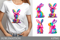 Colorful Easter Bunny Sublimation. Bunny T-Shirt Design Product Image 1