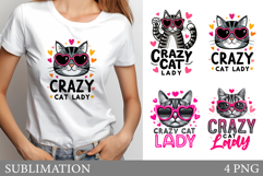 Funny Cat T-Shirt Design. Crazy Cat Lady Sublimation Product Image 1