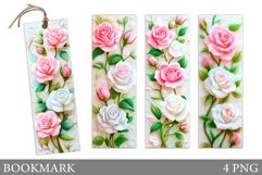 Roses Bookmark Design. Flowers Bookmark Sublimation Product Image 1