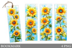 Sunflowers Bookmark Design. Flowers Bookmark Sublimation Product Image 1
