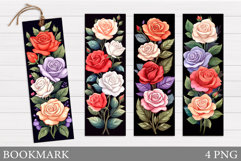 Roses Bookmark Sublimation. Flowers Bookmark Design Product Image 1