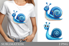 Denim Snail Sublimation. Denim Snail T-Shirt Design Product Image 1
