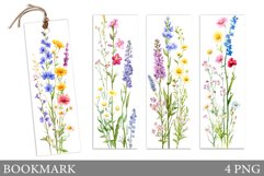 Wildflowers Bookmark Design. Flowers Bookmark Sublimation Product Image 1