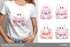 Cute Ghost T-Shirt Design. Ghost Halloween Sublimation Product Image 1