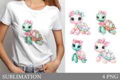 Patchwork Turtle T-Shirt Design. Cute Turtle Sublimation Product Image 1