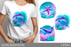 Sea Animals T-Shirt. Sea Animals Sublimation Product Image 1
