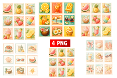 Summer Stamp PNG | Tropical Fruit &amp; Beach Postage Clipart Product Image 1