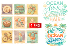 Vintage Summer PNG | Beach Stamps &amp; Coastal Quote Design Product Image 1