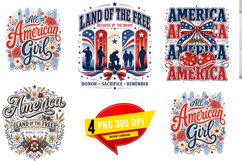 Patriotic USA Sublimation Design, Fourth of July Retro PNG Product Image 1