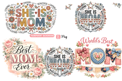 Mother's Day PNG,Faux Yarn Mother's Day png,She is Mom PNG Product Image 1