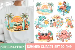 Cute Summer Beach Clipart PNG,Summer Clipart,Summer Png Product Image 2