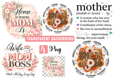 Mother's Day PNG,Faux Yarn Mother's Day png,She is Mom PNG Product Image 1