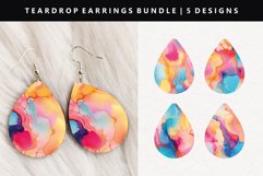 Alcohol Ink Teardrop Earring Sublimation PNG Design Product Image 1