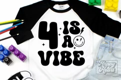 4 Is A Vibe SVG - 4th Birthday Retro - Four Birthday Boy PNG Product Image 2