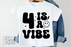4 Is A Vibe SVG - 4th Birthday Retro - Four Birthday Boy PNG Product Image 3