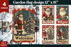 Christmas garden flag, Vintage Santa Welcome Christmas Flags Product Image 1