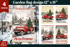 Christmas garden flag, Vintage Red Truck Christmas Flag Product Image 1